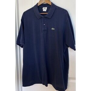 Lacoste Mens Polo Shirt Size 9 (3XL) Navy Blue Crocodile Logo READ